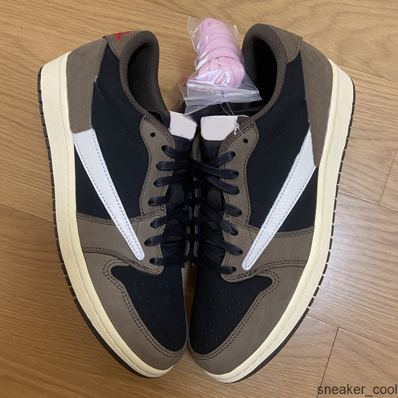 

Top quality Basketball shoes Retro Fashion Outdoor sports sneakers 1 low cut Travis TS SP wholesaler CQ4277-001 with original, Light brown