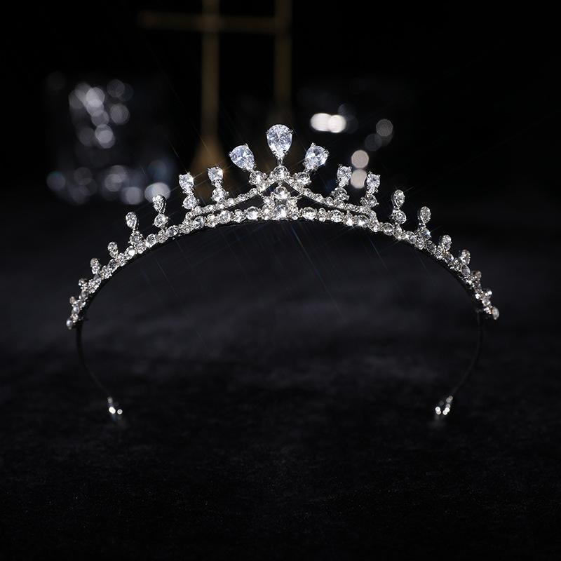 

Hair Clips & Barrettes Zircon Crystal Crown Bridal Headband Accessories Wedding Po Baroque Headdress Bride Tiaras HQ0065, Golden;silver