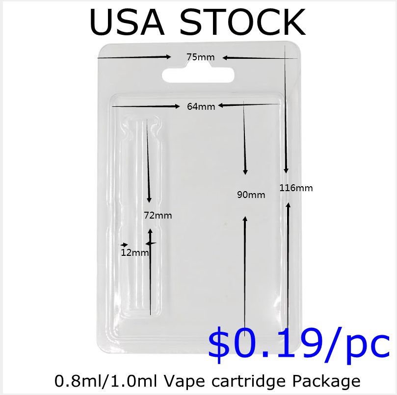 

0.8ml 1.0ml Vape Cartridge Package USA Local Warehouse Stock 1200pcs/Case 2-5 Days Overnight Delivery Blister Empty Disposable Packaging