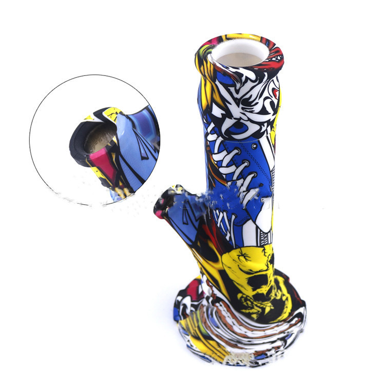 

mix color 265 mm Hookahs edition printing pattern oil rig silicone material bongs water pipe high quality