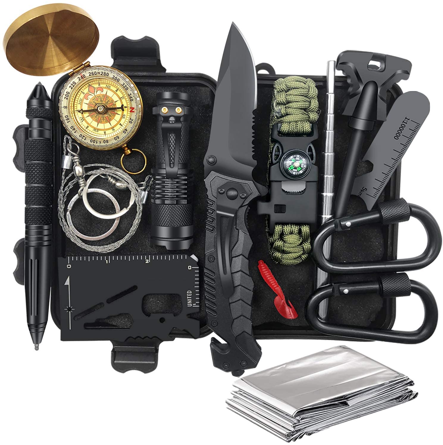 

Men's gift 14-in-1 life-saving equipment fishing and hunting tools life-saving kit outdoor camping emergency knife