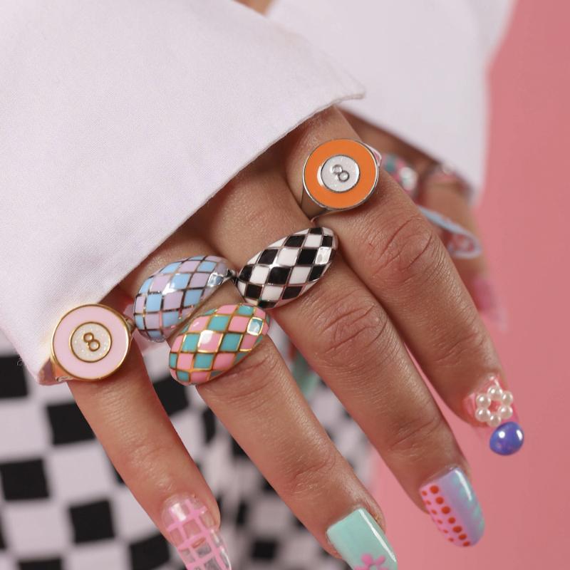 

Wedding Rings Fashion Gold Color Geometric Heart Multi Ring Set For Women Retro Personality Finger Gifts, Slivery;golden