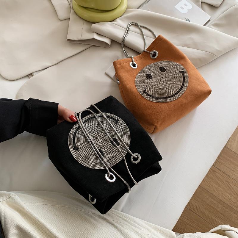 

Waist Bags Bucket Women's Bag 2021 Korean Version Diamond Single Shoulder Chain Simple Messenger