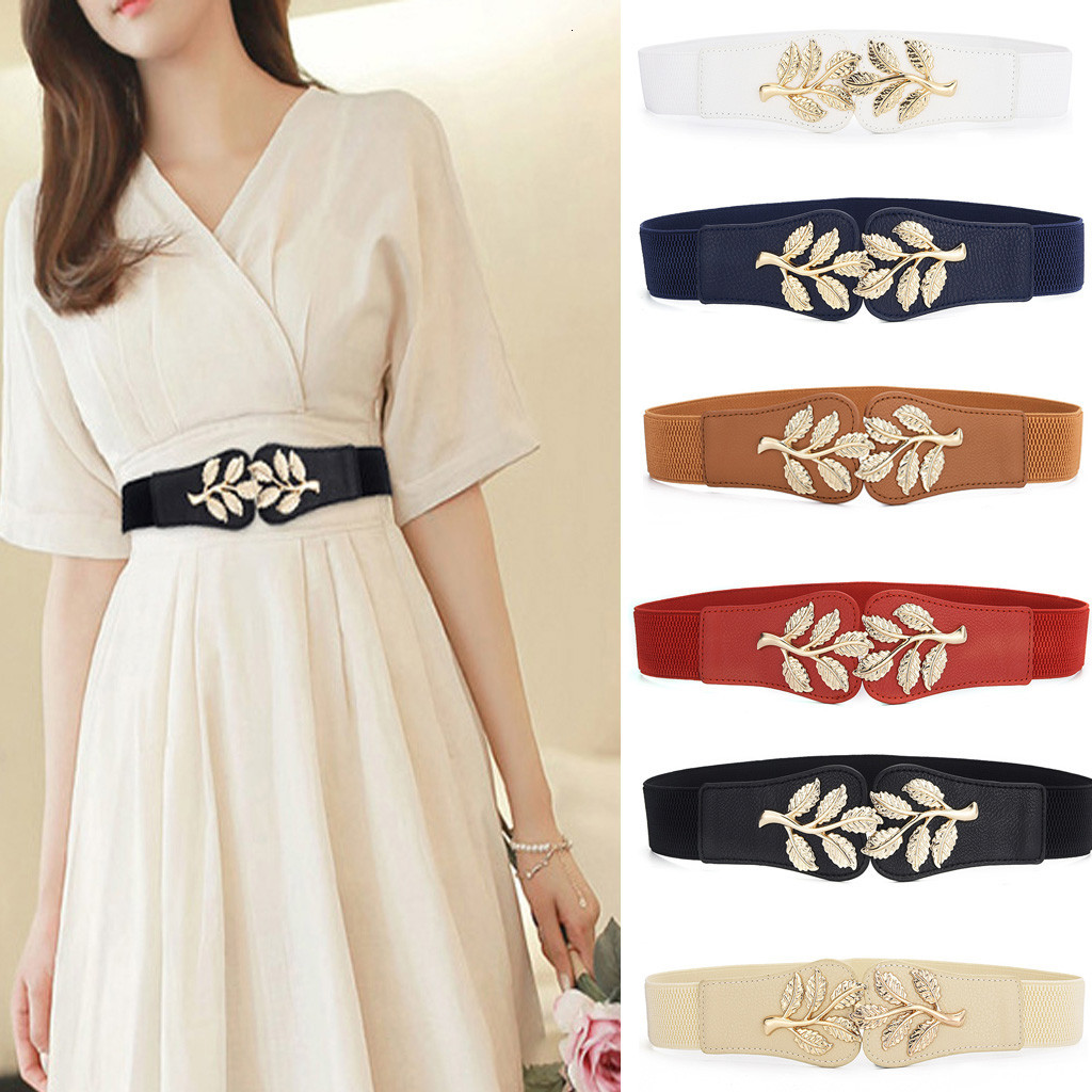 

Elegant Women Elastic Belt No Buckle Wide for Dress Stretch Elasticated Waist Belt Easy Causal Free, Black