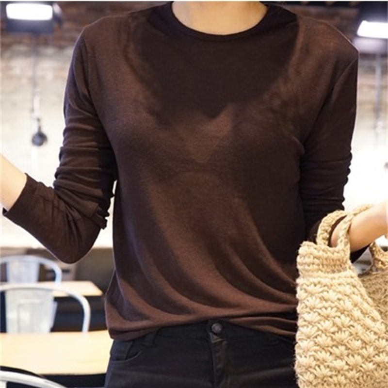 Sexy Basic T Long Sleeve Womens Tops Spring O neck Tee Shirt Women Korean Style T-Shirt Cotton Tshirt 210417Z