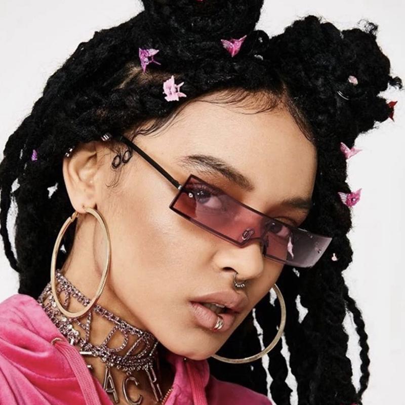 

Sunglasses Fashion Brand Designer Shaped Square Women Vintage Metal Reflective Glasses For Mirror UV4001