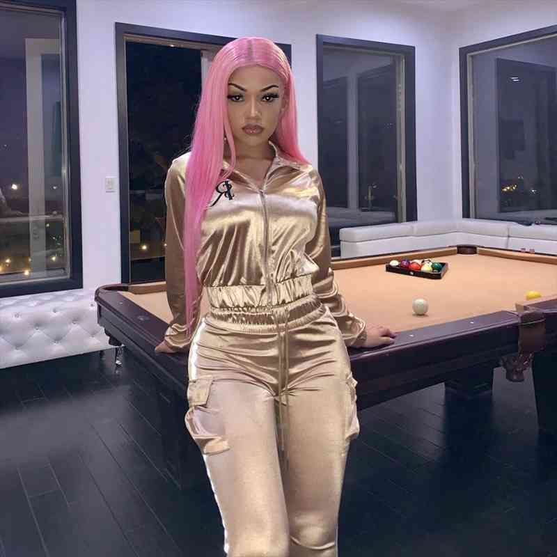 

two piece set tracksuit women autumn clothes reflective side strip patchwork short jacket and pants jogger suit outfits, White