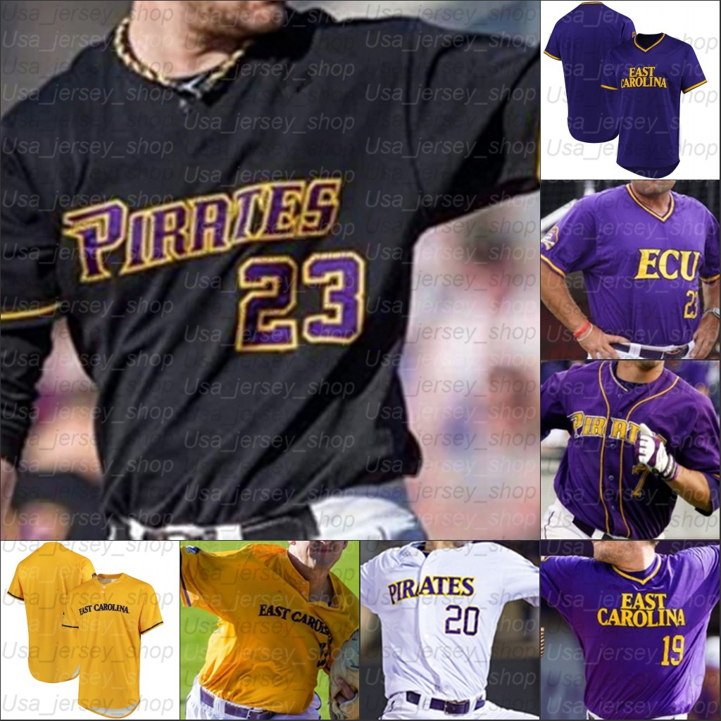

Baseball jerseys ECU East Carolina Pirates 4 Lane Hoover 14 Jake Agnos 18 Packard 19 Alec Burleson 42 Spencer Brickhouse white purple, Black