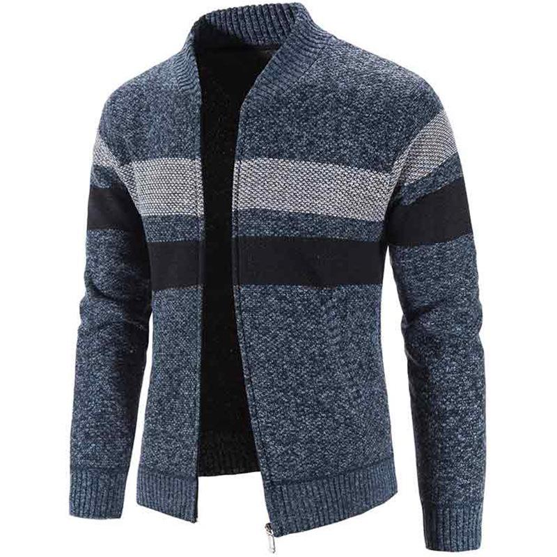 

Men's Sweaters Autumn Winter Mens Cardigan Knitted Stripe Sweater Coats Casual O Neck Knit Men Standard Wool Jackets, White;black