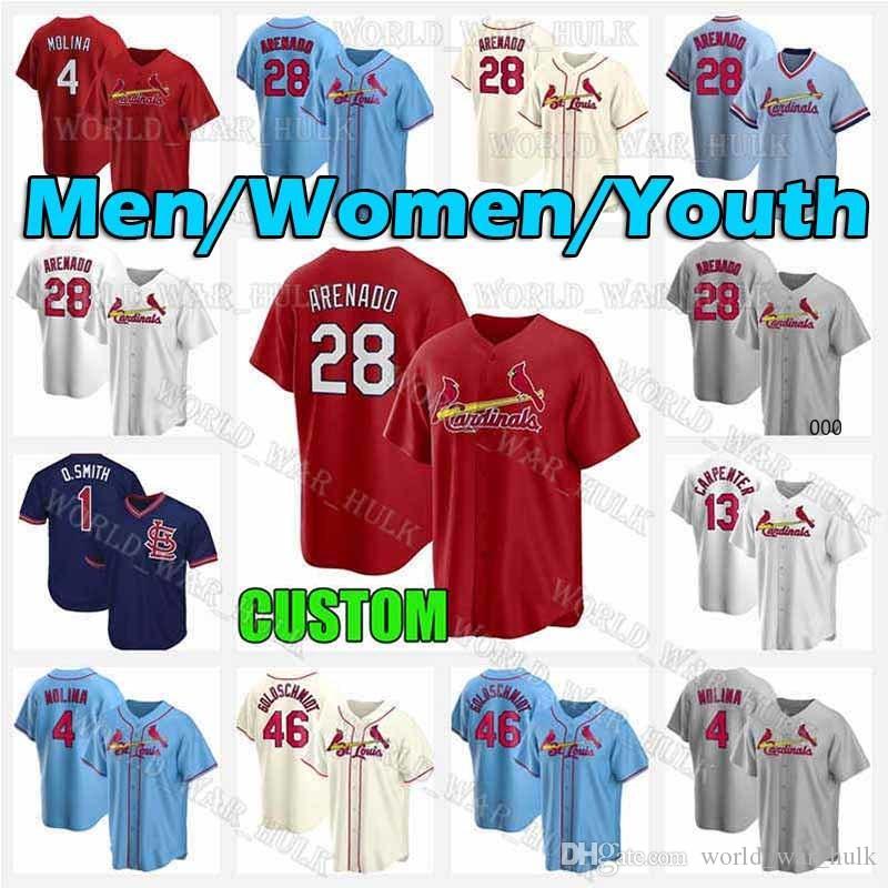

28 Nolan Arenado Jersey St. Louis Cardinals 4 Yadier Molina 46 Paul Goldschmidt 1 Ozzie Smith 13 Matt Carpenter Harrison Bader Custom, Blue;black