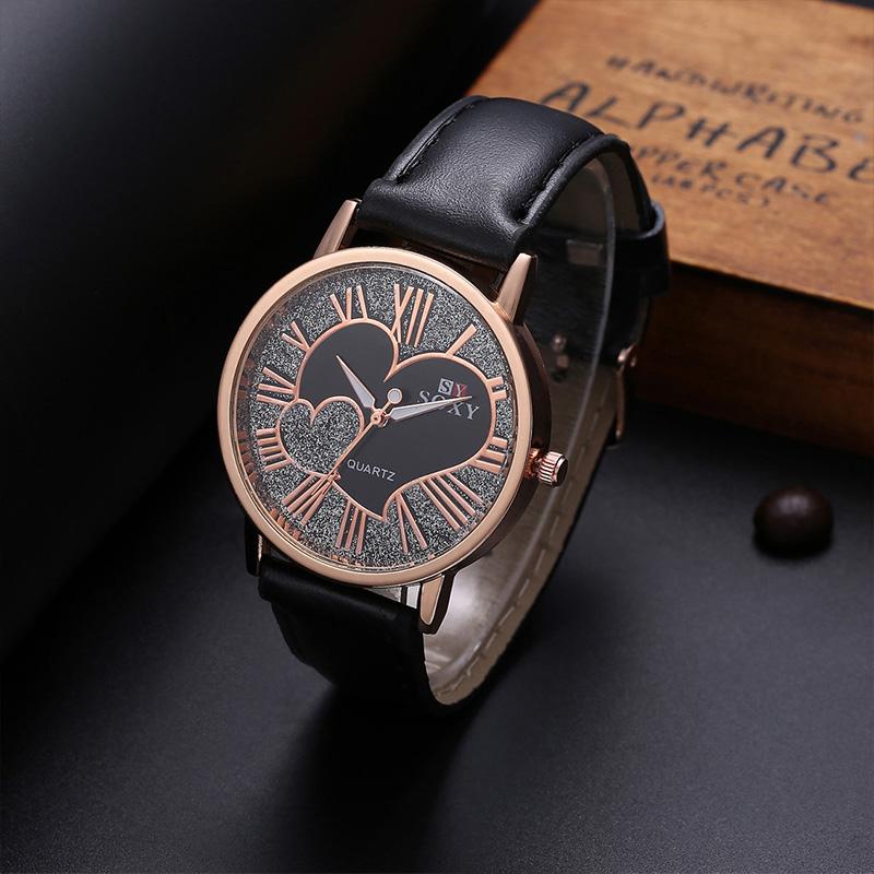 

Wristwatches Fashion Sweet Leather Band Quartz Bracelet Wrist Watch Women Dress Relogio Femino, Slivery;brown