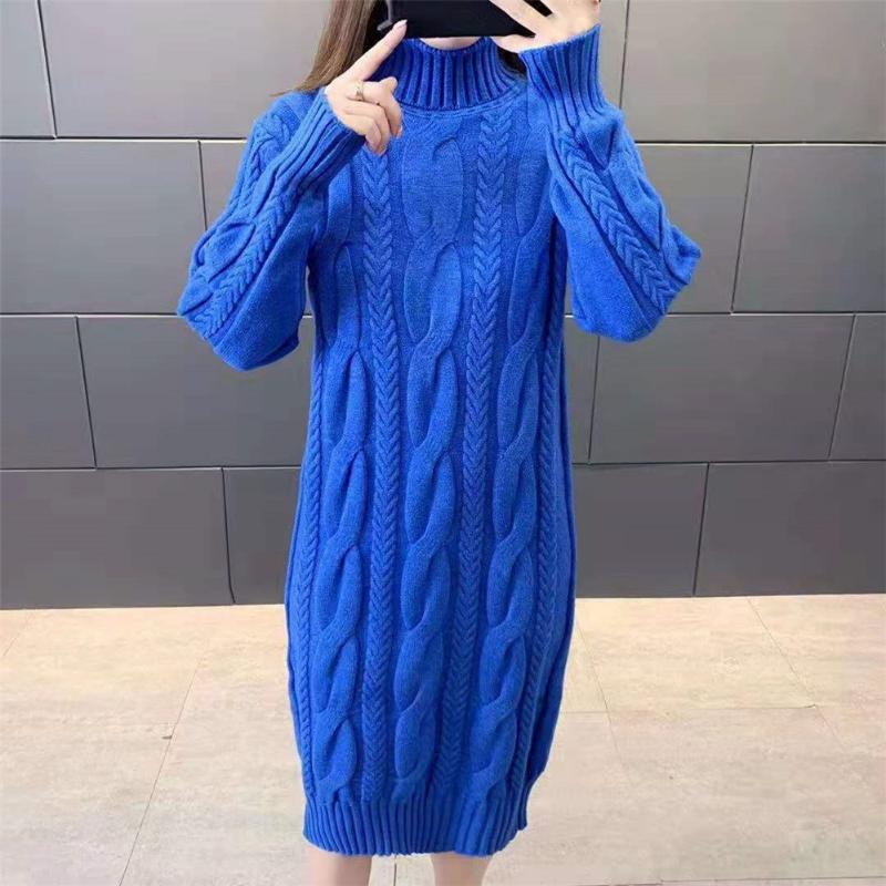

Women' Sweaters Dress Winter Warm Female Jumper Thick Solid Ribbed Long Knitted Pullover Pull Hiver Femme 2021 Turtleneck Women Sweater, Yellow