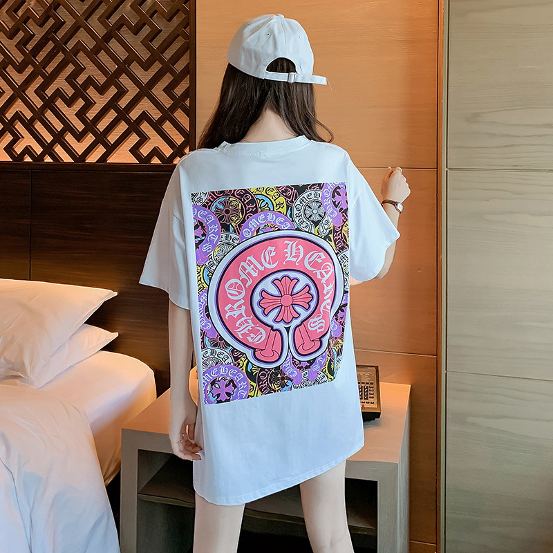 

T Shirt Spring / Summer 2021 Short Sleeve Women's Loose Back Pink Sanskrit Print Trendy Net Red, White