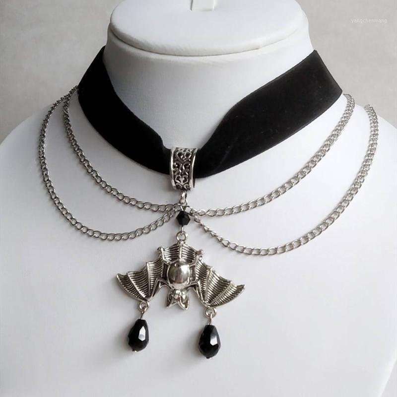 

Chains Black/red Velvet Collar, Gothic Witch Bat Necklace, Victorian Gorgeous Jewelry, Halloween Gifts For Ladies