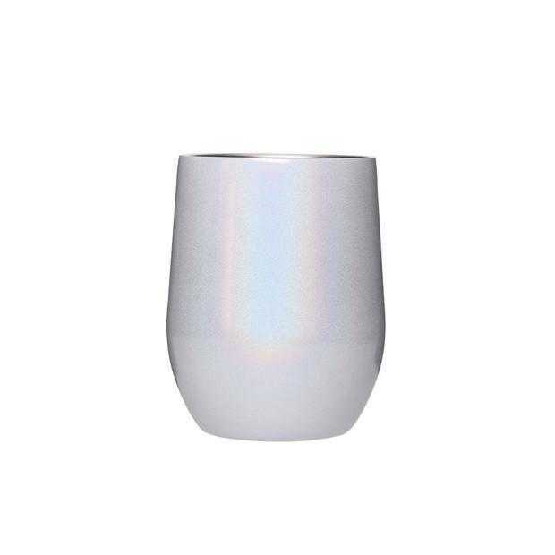 12oz Glitter Tumbler Coffee Mug with Lid Stainless Steel Iridecent Wine Cups Egg Shape Insulate Bottle
