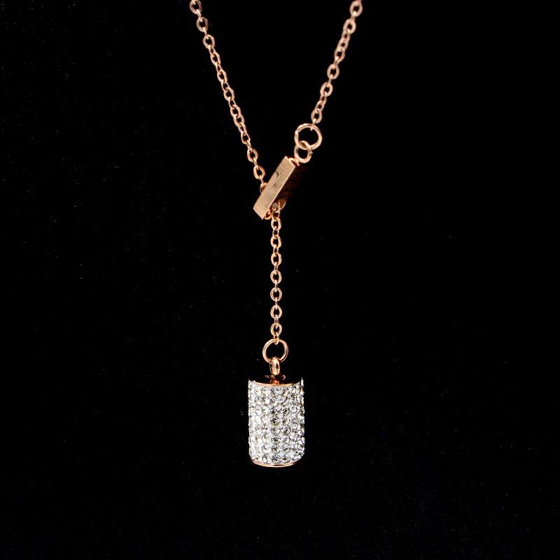 

Pendant Necklaces Elegant Full Rhinestones Necklace Titanium Steel Rose Gold Color Women Adjustale ,wholesales Price
