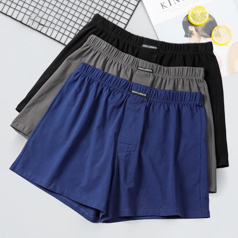 

Underpants Solid Color Underwear Men Boxer Shorts Casual Man Panties Breathable Cotton Mens Boxers Trunks Loose Home Sleepwear, Black;white
