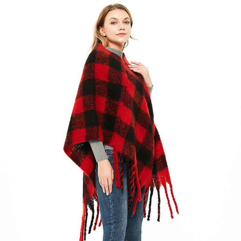 

Scarves Autumn And Winter Fashion Loop Yarns Scarf Women's Outdoor Keep Warm Pullover Cloak Ladies Plaid Thick Shawl Female