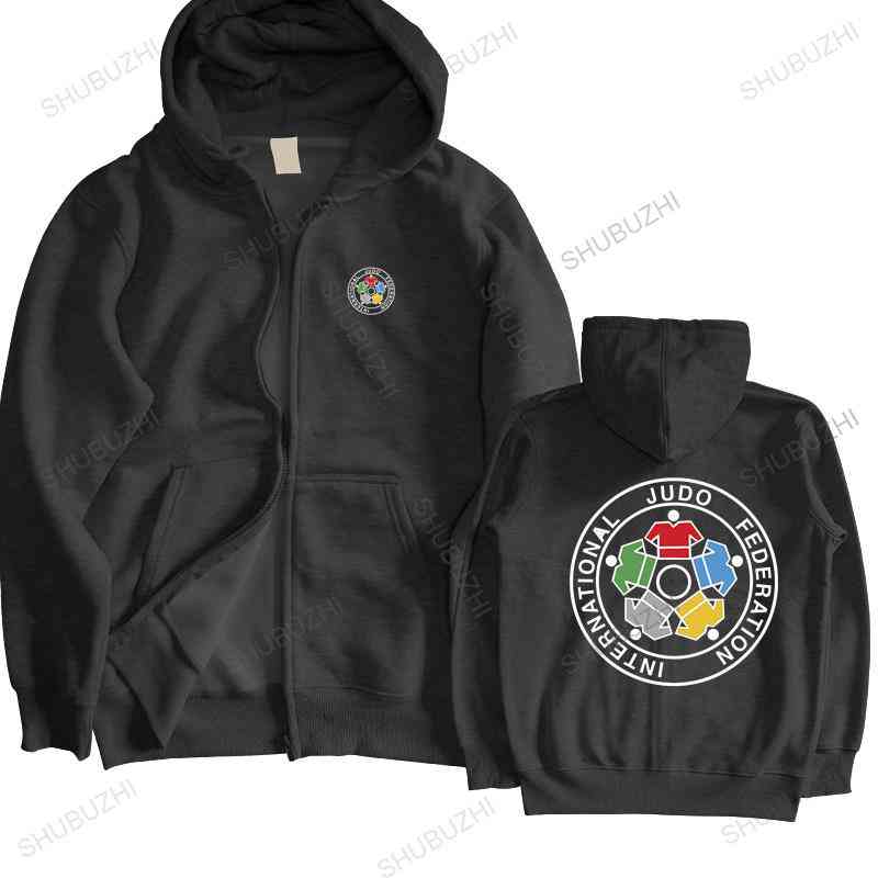 

IJF men's sports et, black zipper thermal et, International Judo Union , autumn and winter, 2 black