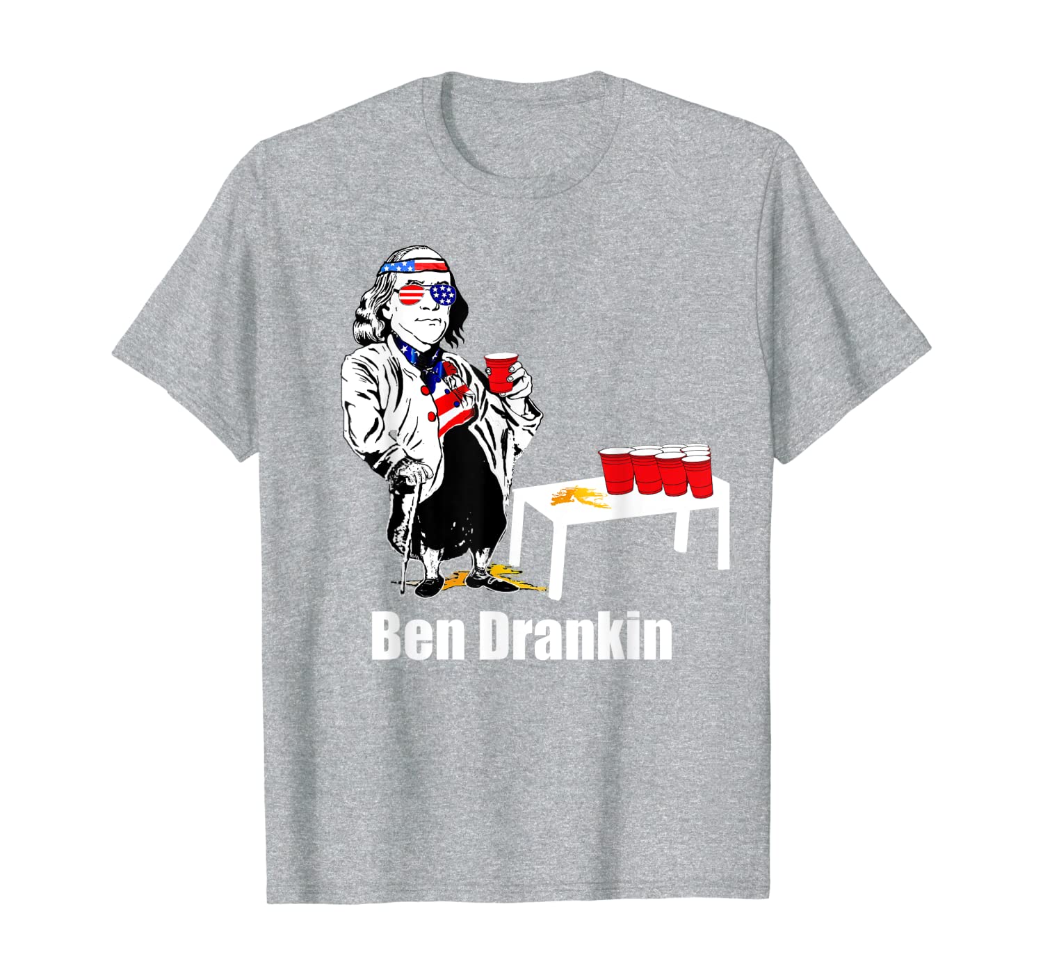 

ben drankin 4th of july beer pong t-shirt, White;black