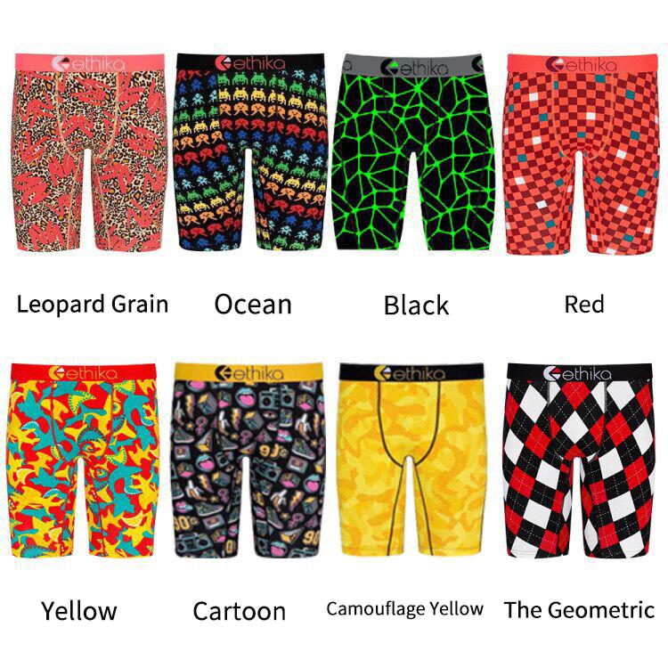 

Underpants 2021 Ethika Sporty Streetwear Short Men' Underwear Camouflage Colorful Print Pants Male Hip Street, Solid color white