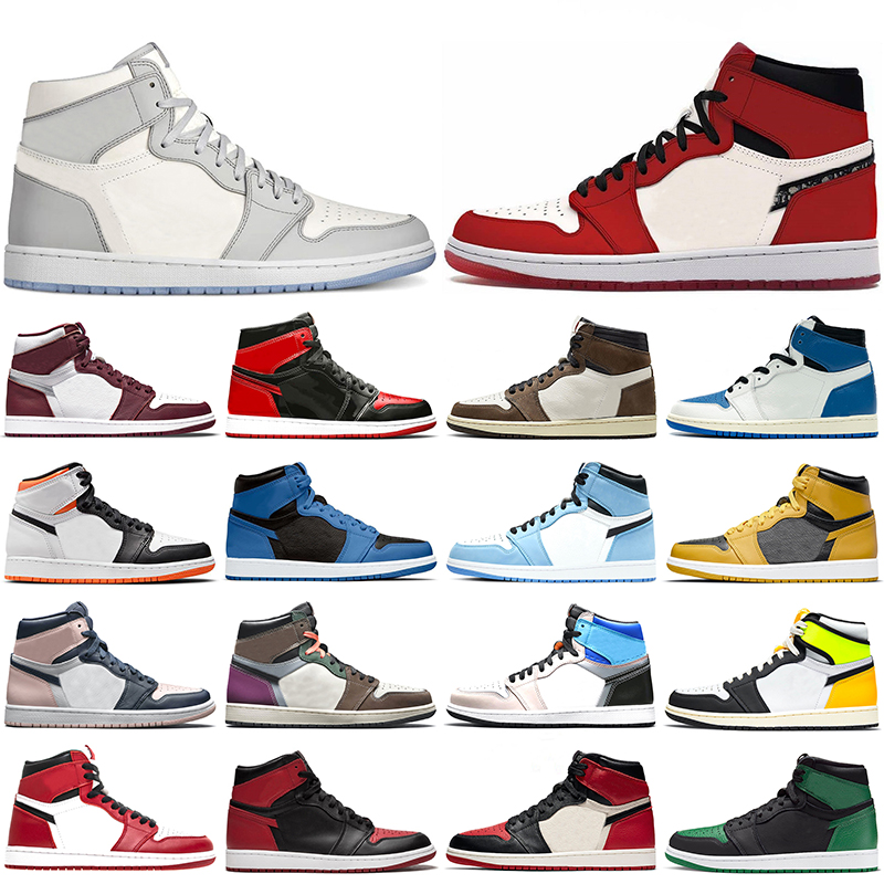 

Jumpman 1 Basketball Shoes 1s Travis Men Women Bordeaux Bred Patent Mocha Military Blue University Pollen Electro Orange Chicago Mens Sports Sneakers Size 36-46, #1 high og bordeaux