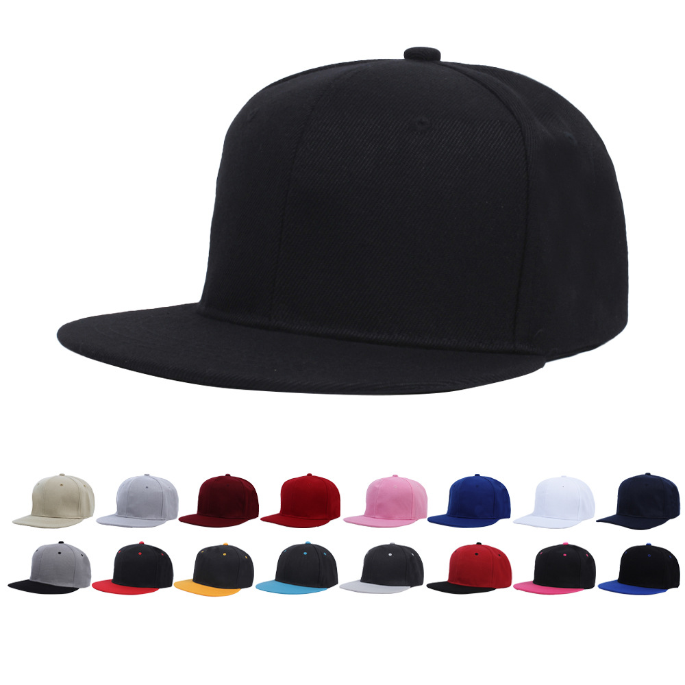 

Classic Custom Logo Snapback Hat Cap Hip Hop Style Flat Bill Blank Solid Color Adjustable Size, Royal blue and white