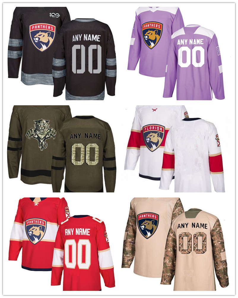 Maillots de hockey sur mesure 2019 2020 2021 Actualités Florida Panthers Rouge et l'armée Jersey Green Hockey Jerseys Plusieurs styles Hommes Nom