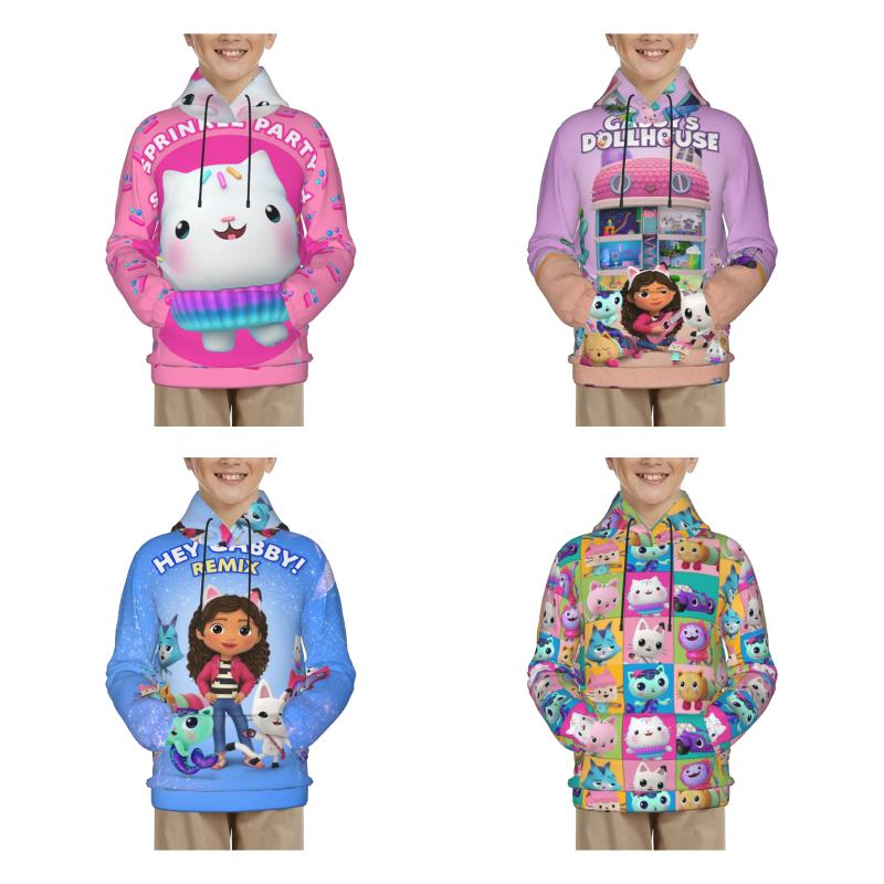

Men's Hoodies & Sweatshirts Gabby's Dollhouse Hooded Youth Sweatshirt Classic Soft Pullover Fleece Warm Fuzzy Casual Clothes On Hoody, Black