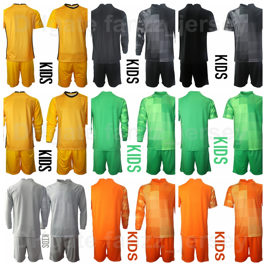 

Club America GK Soccer Kids 27 Oscar Jimenez Youth 13 Guillermo Ochoa Jersey Set Goalkeeper Long Sleeve Goalie Football Shirt Kits Orange Black Grey Green Children, Kids black