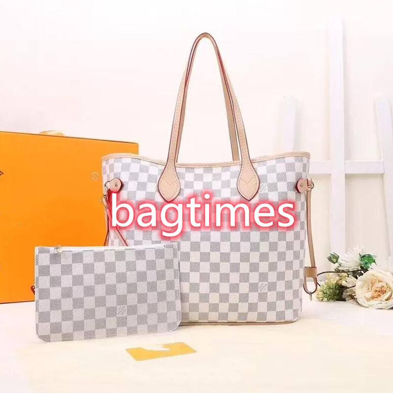 

2pcs/set Women Luxurys Designer bags handbag totes womens crossbody bag Genuine handbags purses lady tote + wallet LOUIS'S VUTTON'S LVs, V white checkered+wallets