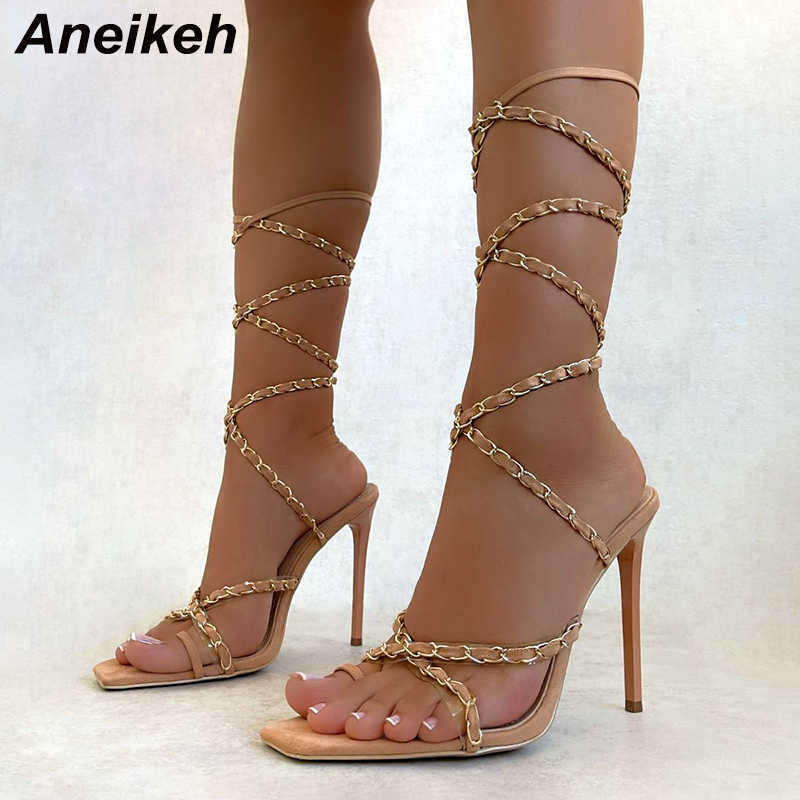 

Aneikeh Fashion Sexy Summer Flock Thong Sandals Shoes For Women Party Cross-Tied Rome Classics Lace-up Concise Mixed Colors 210626, Apricot