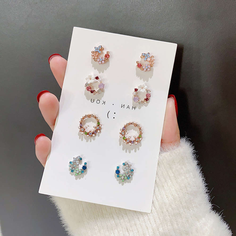 

earrings Elegant style flower earrings women's net red temperament small fresh Daisy Earrings Korean personality S925 silver needle ear jewelry, Golden