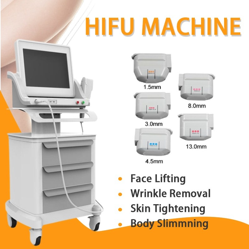 Slimming Machine Portable Hifu Face Lift Skin Care High Intensity Focused Ultrasound Machine With 3 And 5 Cartridges For Home Salon Use