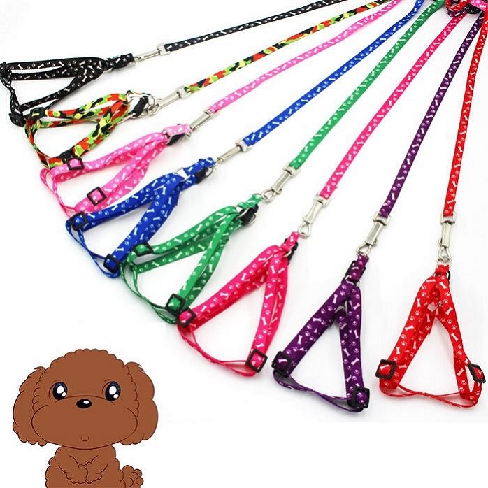

Dog Harness Leashes Nylon Printed Adjustable Pet Collar Puppy Cat Animals Accessories Necklace Rope Tie