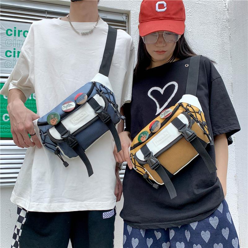 

Waist Bags Hiphop Drawstring Casual Bag Girl Boy Black Nylon Chest Korea Messenger Unisex Fashion Banana Sports Phone