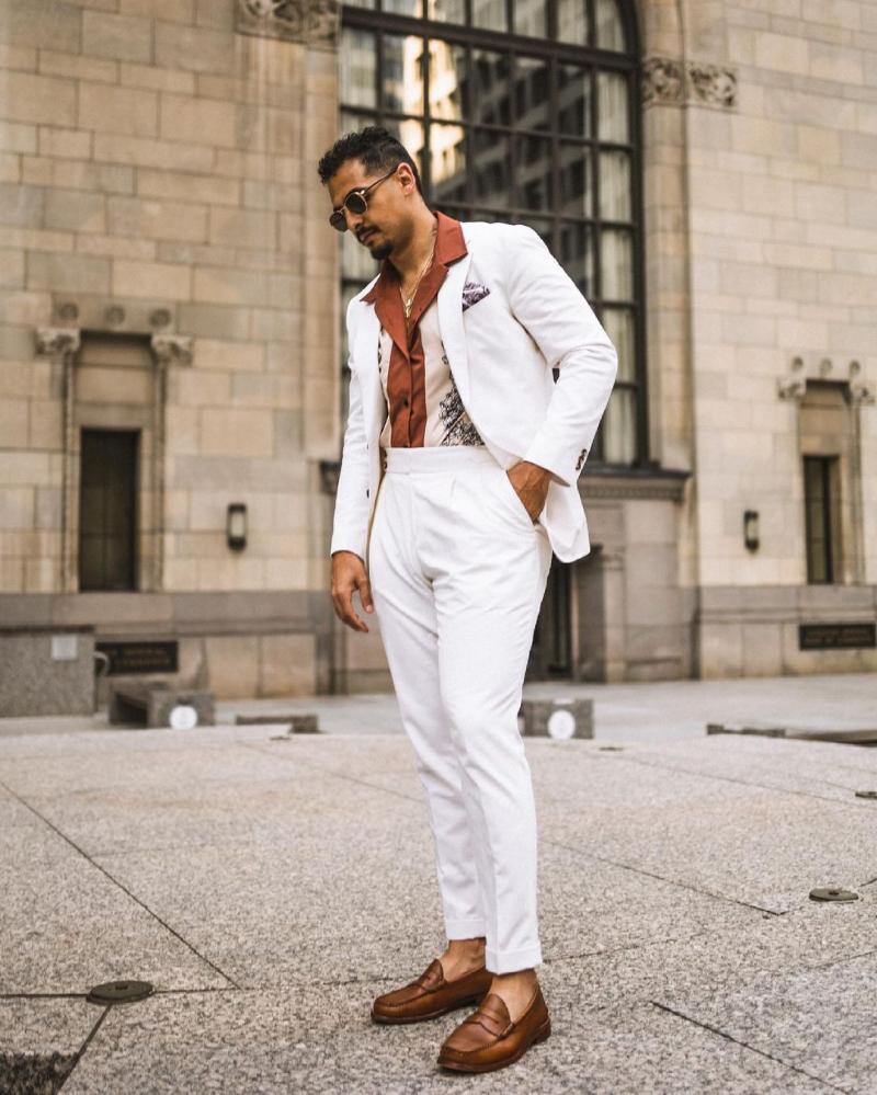 Men Beach Wedding White Pants UK 