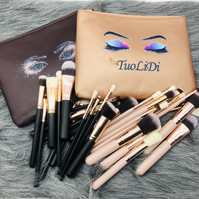 

15pcs Makeup Brushes Set Cosmetic Pro Make Up Tool Brush Kit Wood Handle Synthetic Hair
