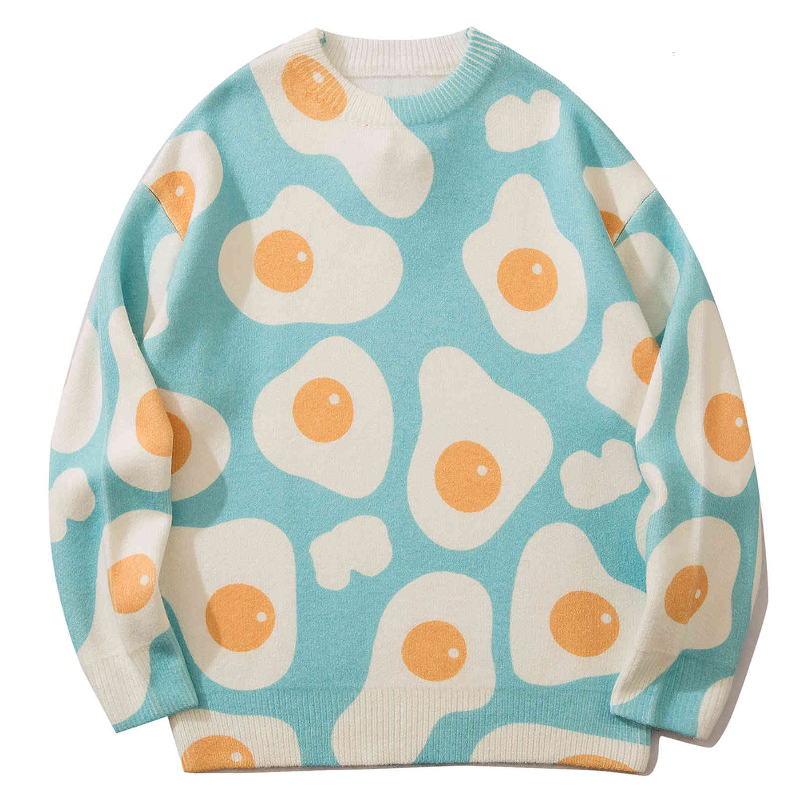 

men's sweaters lacible harajuku streetwear knit pullover men women egg pattern jumpers sweater autumn loose casual soft knitwear t, White;black