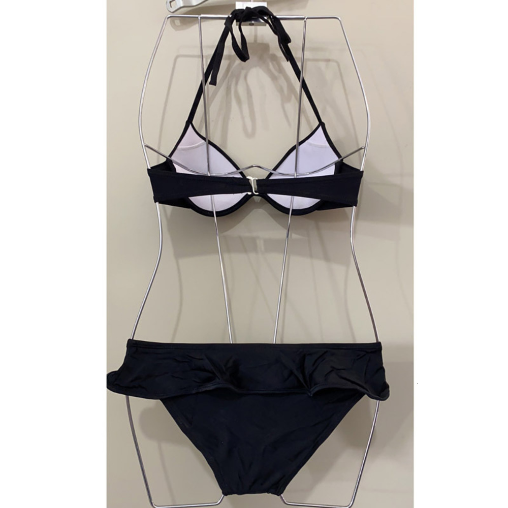 Split Bikini Sexy Ruffle Solid Swimsuit Lady triangl swimwear-image-692544565