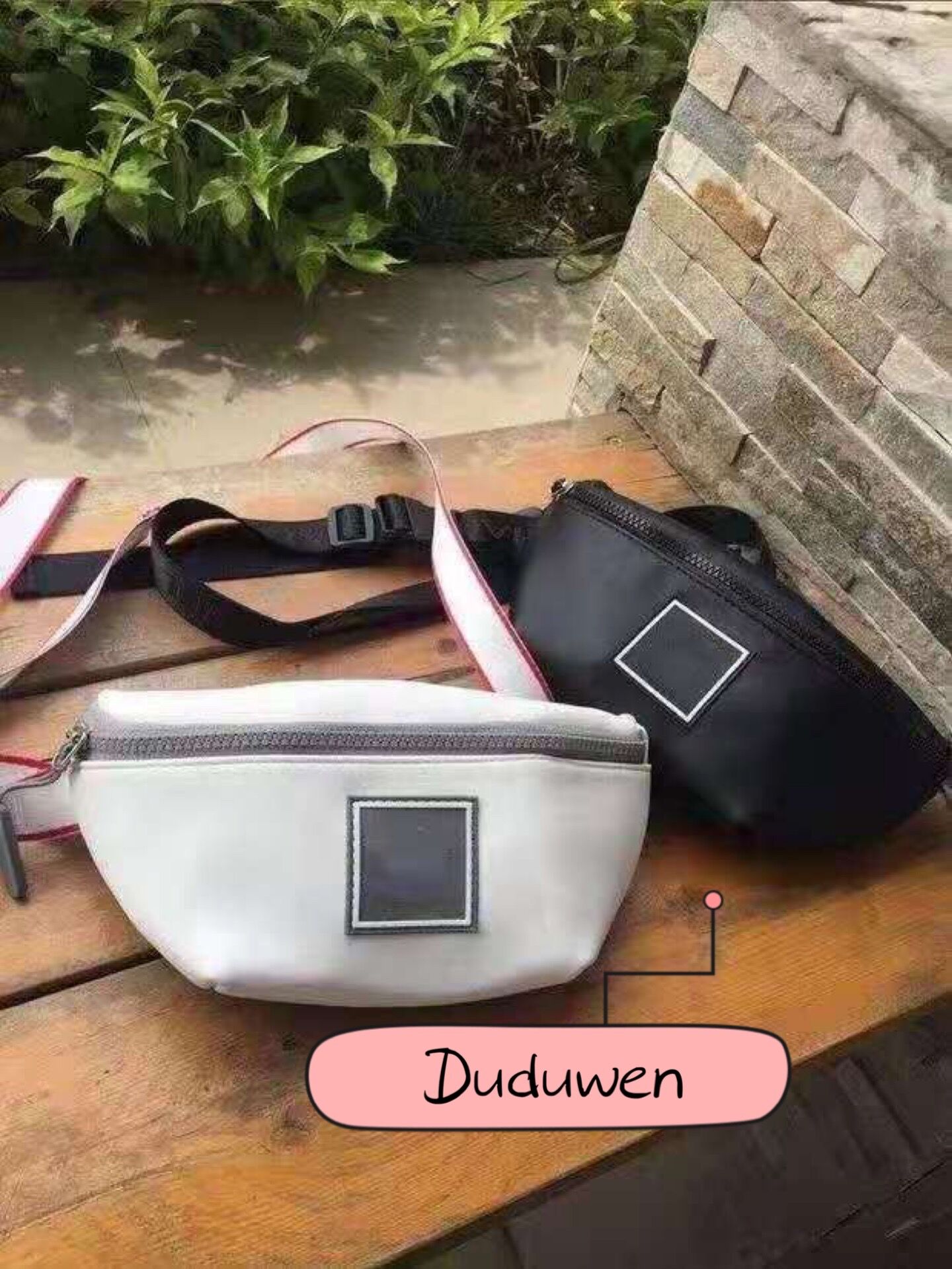 

classic belt waist bag vintage printed C fashion Cosmetic Storage Case, White