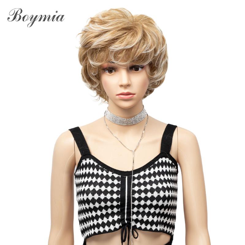 

Synthetic Wigs Boymia Short False Wig Blonde Color Curl Cosplay Female Mix Halloween Wonder Women Fashion, Black