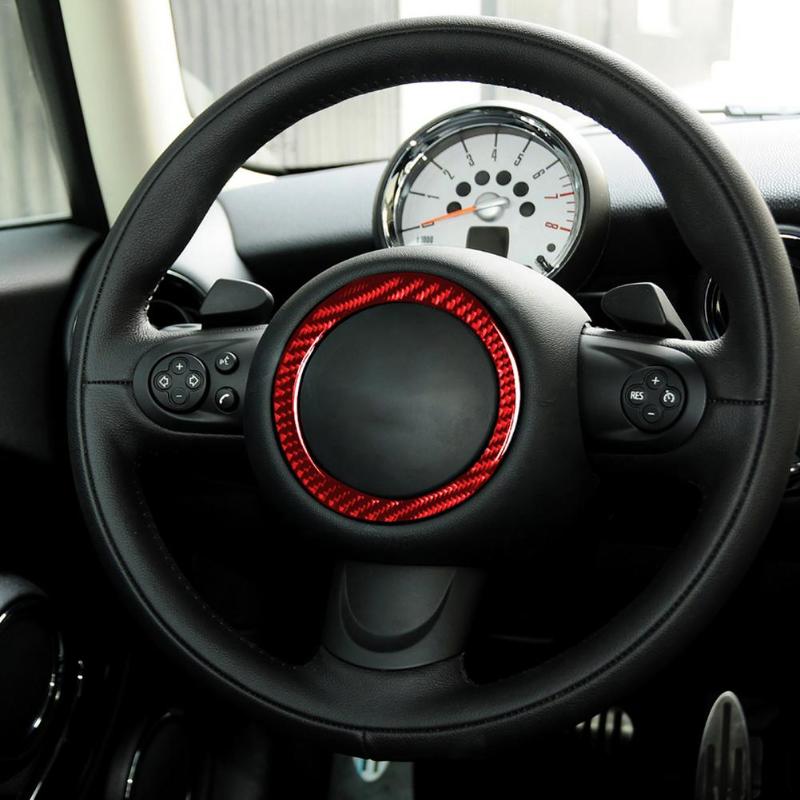 

Steering Wheel Covers Car Sline Center Badge Carbon Fiber Decorative Sticker Cover For Mini Cooper R55 R56 R60 R61 Accessories