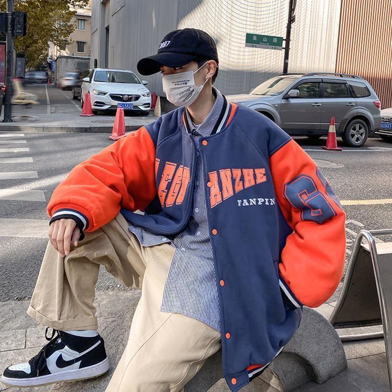 

Men's Jackets Letter Printed Baseball Jacket Men Patchwork Motorcycle 2022 Spring Personality Preppy Style Casual Loose Varsity, Black;brown
