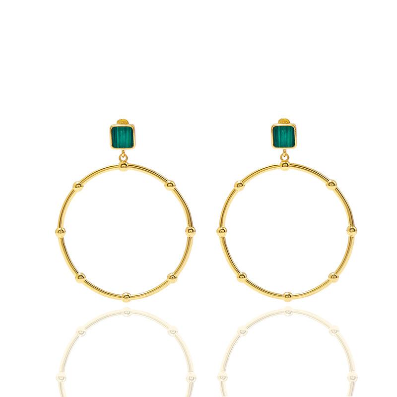 Dangle & Chandelier White Shell Mother Of Pearl Green Stone Big Round Circle Pendant Drop Earrings Gold Plate Exaggerated Earring Women Part-image-699078155