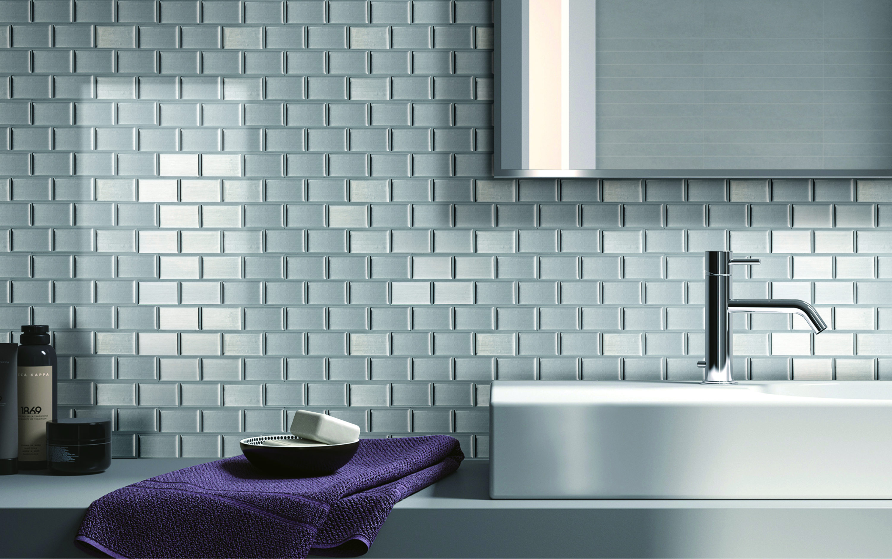 Art3d 30x30cm Peel and Stick Backsplash Tiles 3D Wall Stickers Metal Siver Self-adhesive Water Proof for Kitchen Bathroom , Wallpapers(10PCS)-image-721554062
