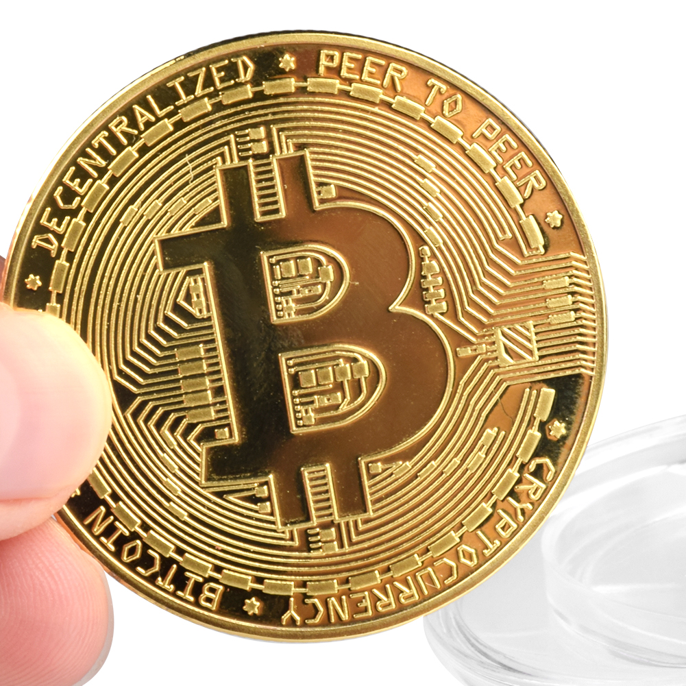 

BITCoin Art Collection Gold Plated Physical Bitcoins Bitcoin BTC with Case Gift Metal Antique Imitation Silver Coins