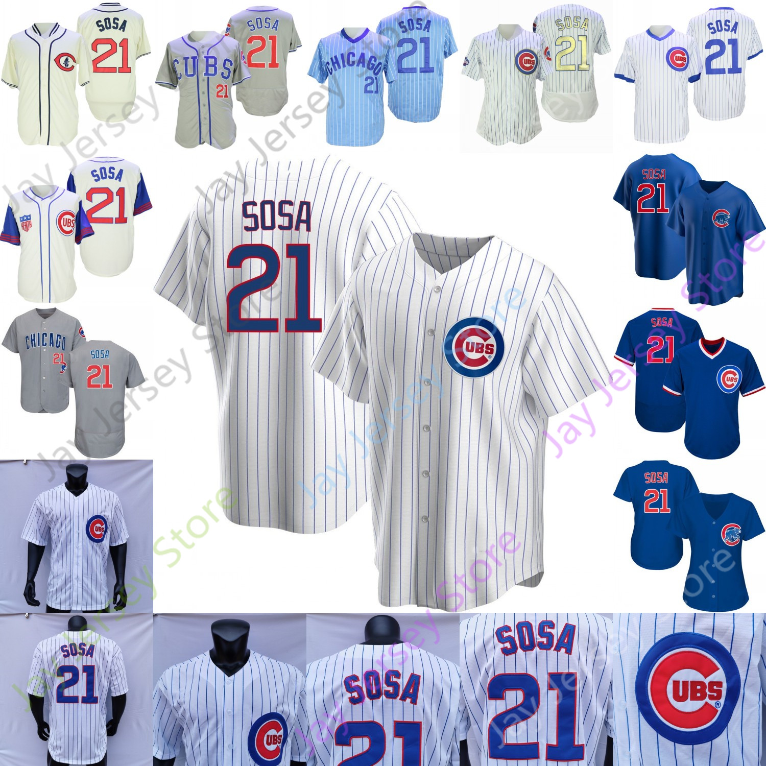 

Sammy Sosa Jersey 1929 1942 Cream 2016 WS Gold Grey Blue Pullover Pinstripe Fans Player Women Salute to Service All Stitched Size S-3XL, Blue;black