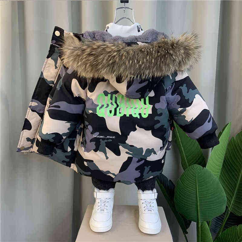 

2 3 4 5 6 7 8 Years Toddler Boys Camouflage Fur Hooded Coats Winter Disguise Jacket Kids Toddler Clothes Outerwear Outfits 211111, As the picture