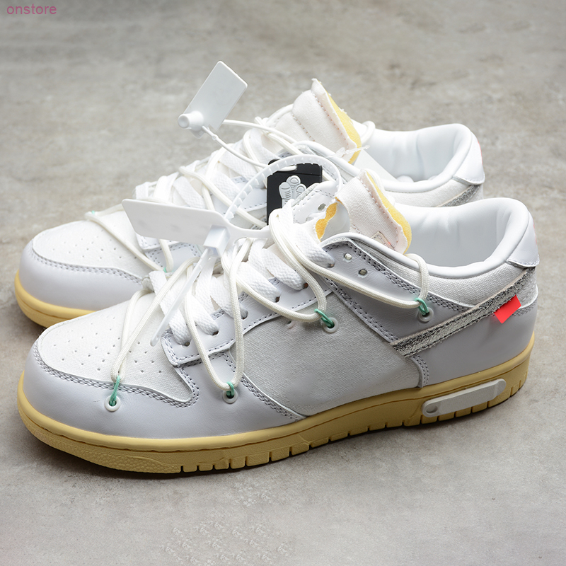

Top Quality Mens Women SB 01 of 50 OW Low Basketball Shoes Luxury Designer Slides Whitesilver Men Womens running Trainers casual